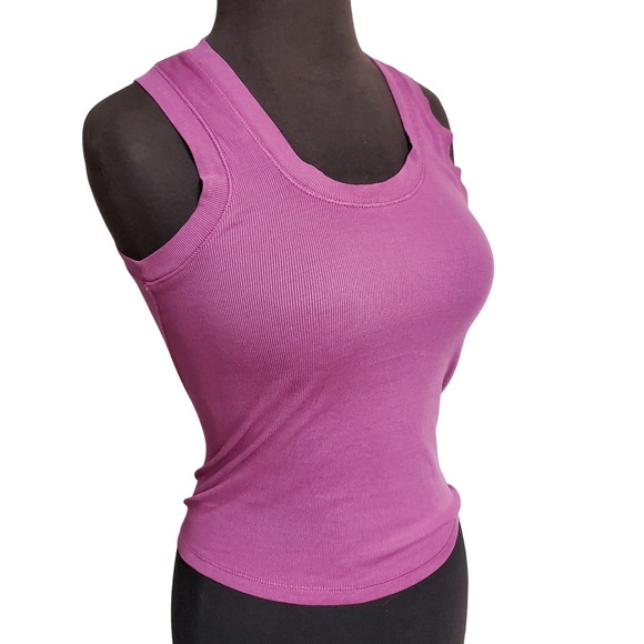 Free People Tops - Intimately Free People Purple Ribbed Scoop U-Neck Tank Top Back Seam Womens S/P